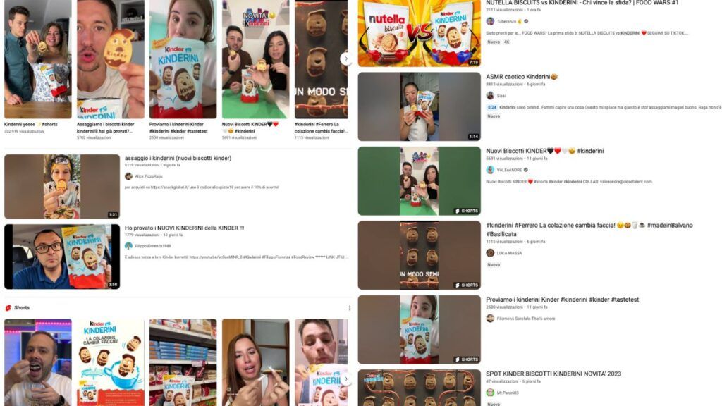 Contenuti creati dagli utenti YouTube sui Kinder Kinderini