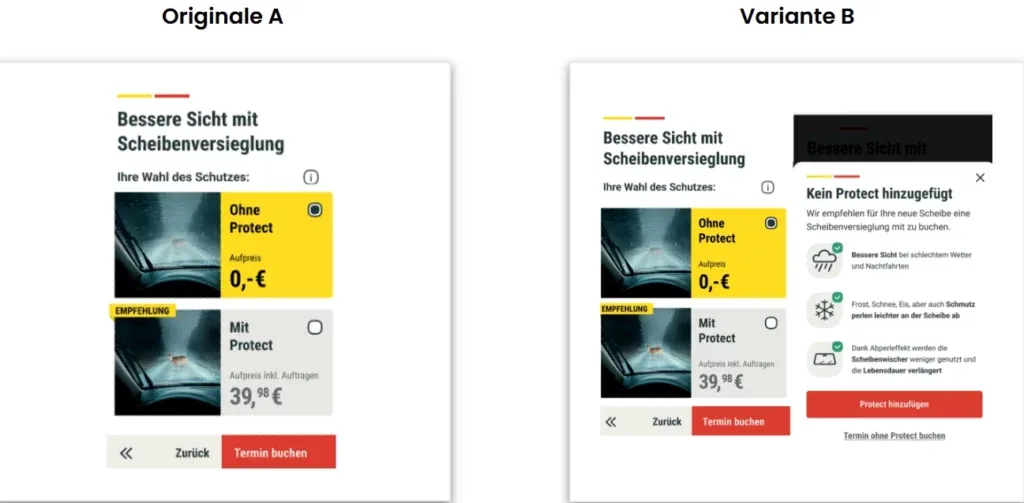 Esempio di varianti A/B test