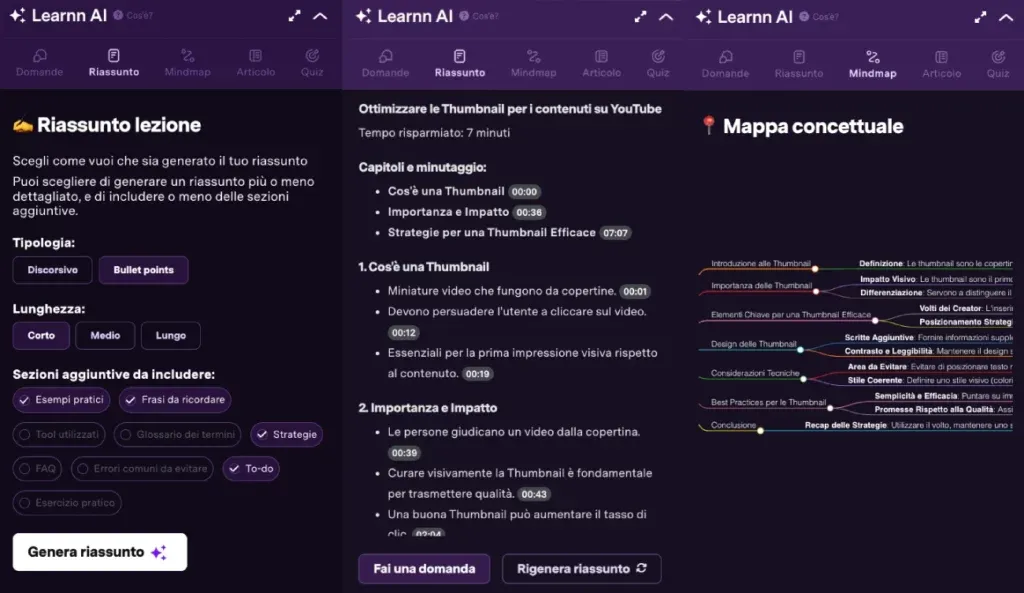 Su Learnn hai feature AI per l'apprendimento veloce che YouTube non ha
