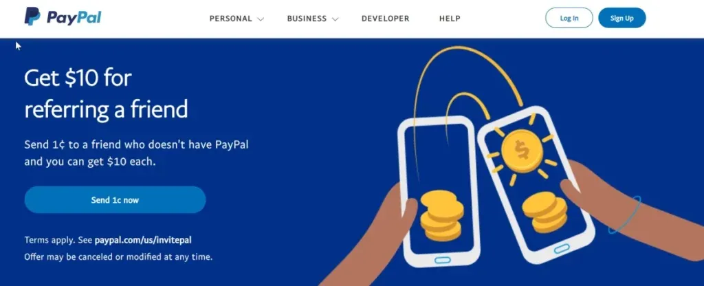 Referral marketing applicato da PayPal